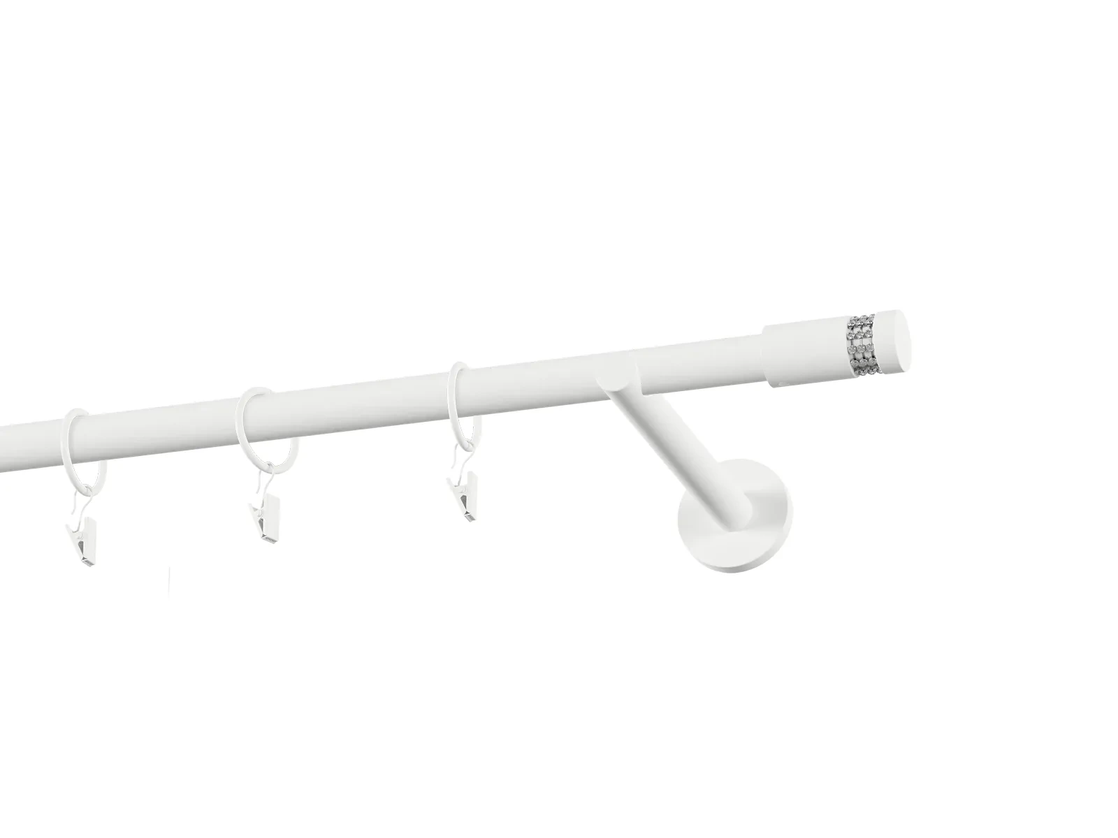 Garnýž 19mm obyčejná tyč - 1řada - CYLINDR CRYSTAL - bílá