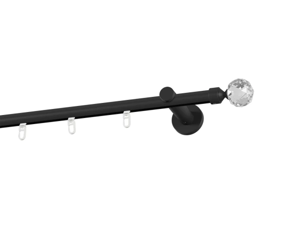 Garnýž 19mm drážková tyč - 1řada - KOULE CRYSTAL - černá