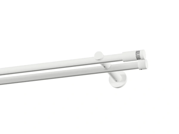 Garnýž 19x19mm drážková tyč - 2řada - CYLINDR CRYSTAL - bílá 1