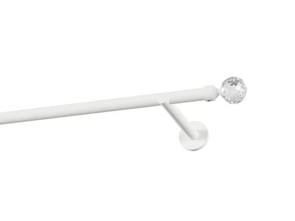 Garnýž 19mm obyčejná tyč - 1řada - KOULE CRYSTAL - bílá 1