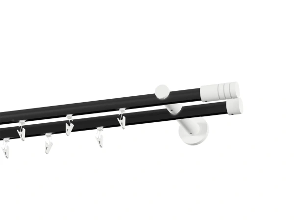 Garnýž 19x19mm drážková tyč - 2řada - TECHNO - černo bílá 2