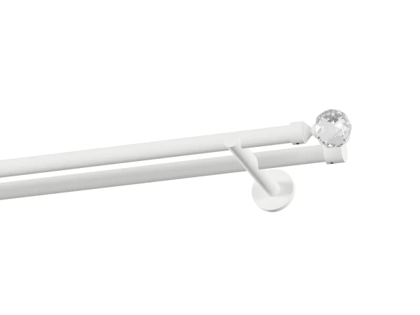Garnýž 19x19mm obyčejná tyč - 2řada - KOULE CRYSTAL - bílá 1