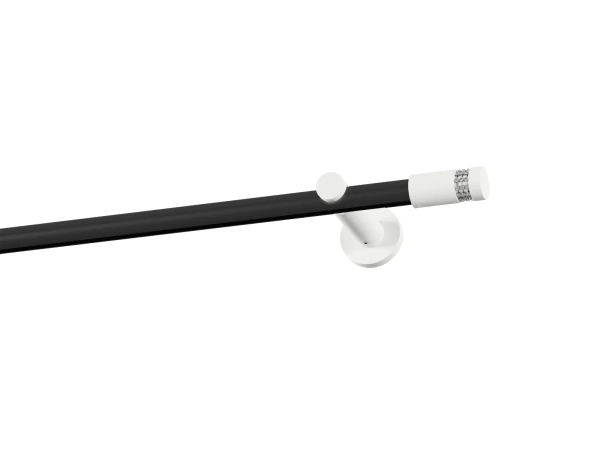 Garnýž 19mm drážková tyč - 1řada - CYLINDR CRYSTAL - černo bílá 1