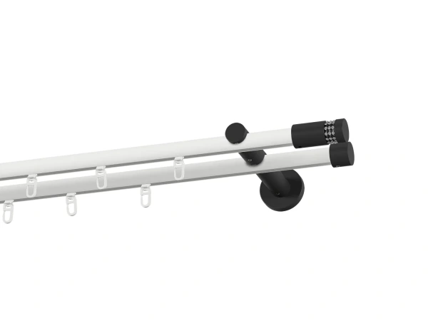 Garnýž 19x19mm drážková tyč - 2řada - CYLINDR CRYSTAL - bílo černá