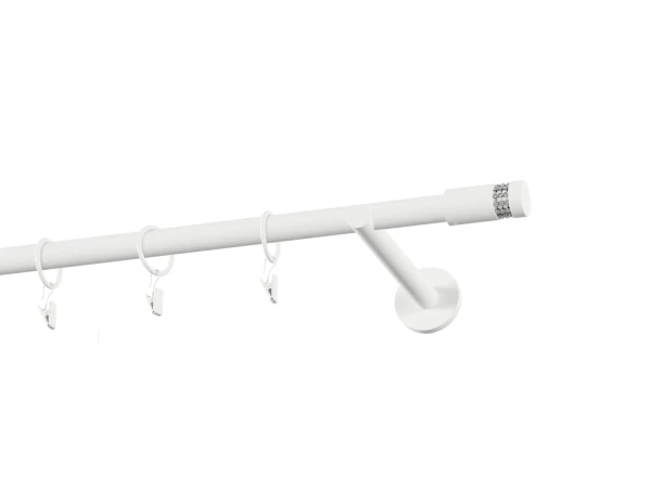 Garnýž 19mm obyčejná tyč - 1řada - CYLINDR CRYSTAL - bílá