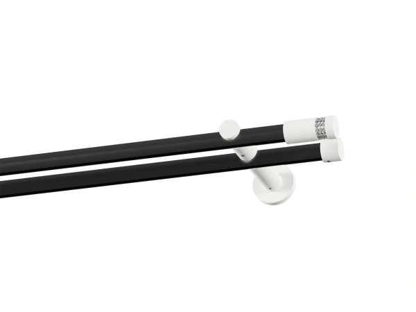 Garnýž 19x19mm drážková tyč - 2řada - CYLINDR CRYSTAL - černo bílá 1