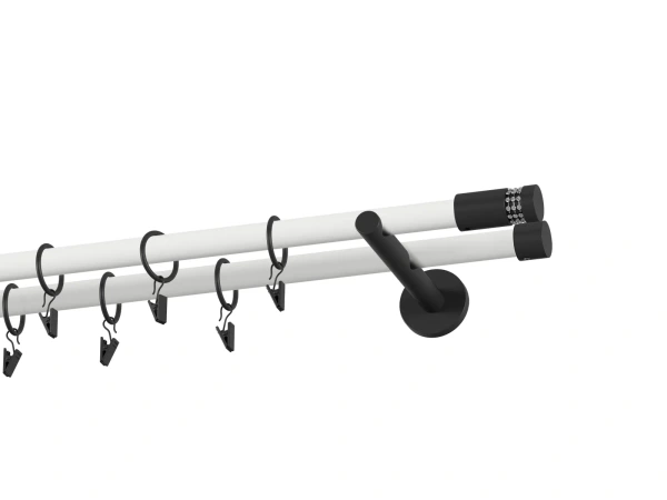 Garnýž 19x19mm obyčejná tyč - 2řada - CYLINDR CRYSTAL - bílo černá