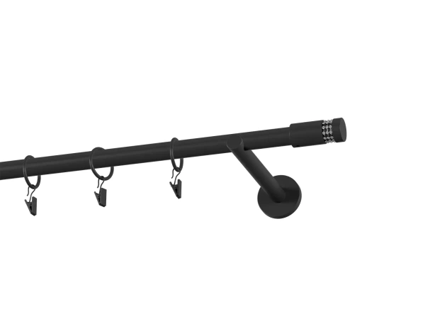 Garnýž 19mm obyčejná tyč - 1řada - CYLINDR CRYSTAL - černá