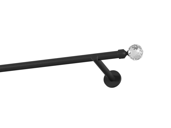 Garnýž 19mm obyčejná tyč - 1řada - KOULE CRYSTAL - černá 1