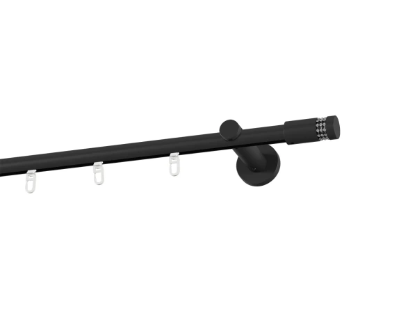 Garnýž 19mm drážková tyč - 1řada - CYLINDR CRYSTAL - černá